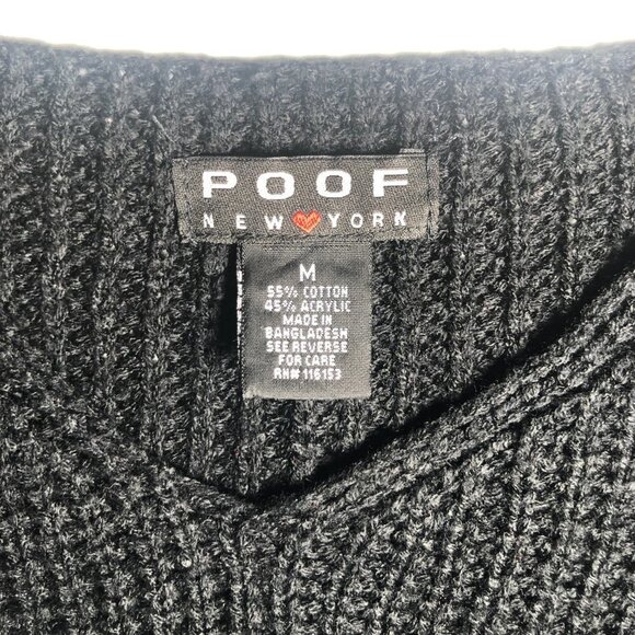 POOF New York V-Neck Tie Front Black Sweater Size M - Picture 10 of 12